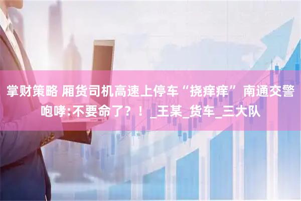 掌财策略 厢货司机高速上停车“挠痒痒” 南通交警咆哮:不要命了？！_王某_货车_三大队